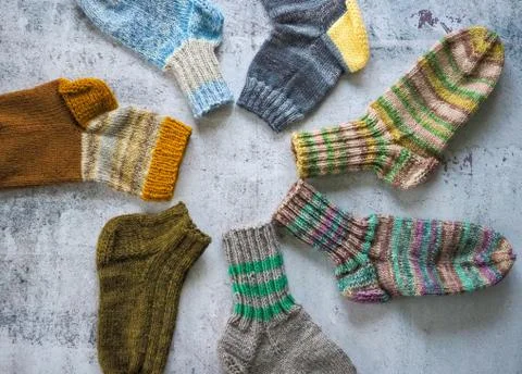 Hand knitted socks Stock Photos