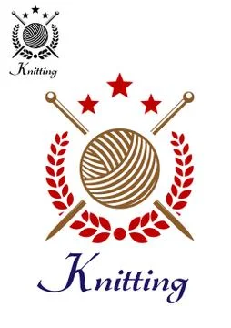 Hand knitting emblem Stock Illustration