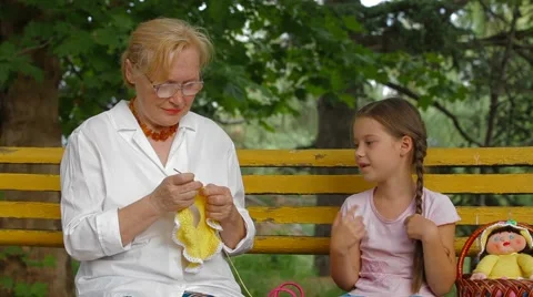 Hand Knitting In A Park Stock Footage 52427536