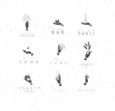 Hand labels lettering Stock Illustration