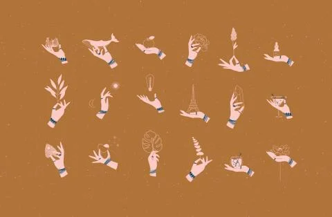 Hand labels mustard Stock Illustration