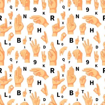 Hand language signs seamless pattern Stock Illustration