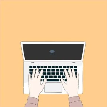 Hand on laptop-Flat Vector Illustration Stock Illustration