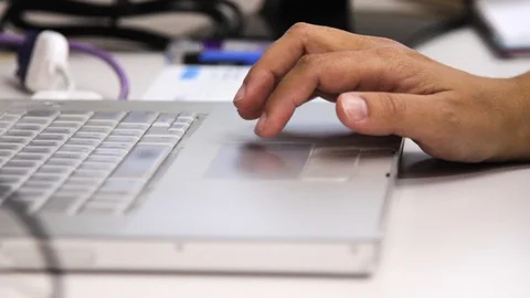 Hand on laptop Stock Footage 89480504