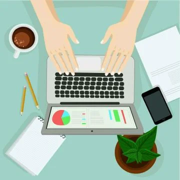 Hand with laptop Illustrazione stock