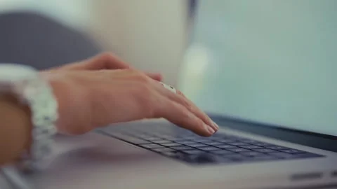 Hand on Laptop Keyboard Close-Up Stock Footage 304684657