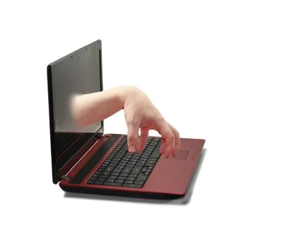 Hand from Laptop. Stock Photos