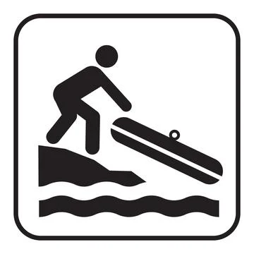 Hand launch small boat launch map symbol, national park pictogram Stock Illustration