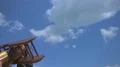 The hand launch the wooden plane on the background of a cloud 4k or 4k+ Resolution