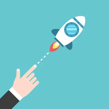 Hand launching space rocket Stock Illustration