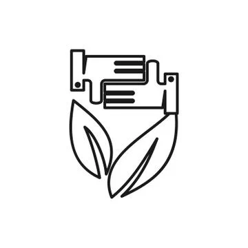 Hand leaf farming Commitment Teamwork Together Outline Logo Stock Illustration
