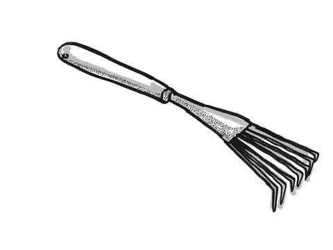  hand leaf rake Garden Tool Cartoon Retro Drawing Retro cartoon style draw... Photos