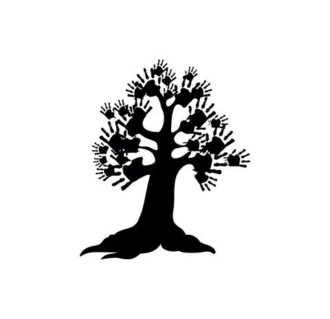 Hand Leaf Tree Vector Sign Stock Illustration