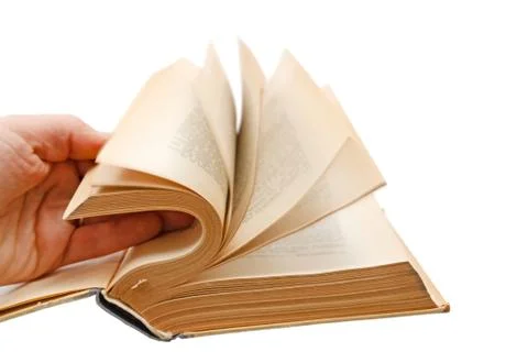 Hand leafing book 스톡 사진