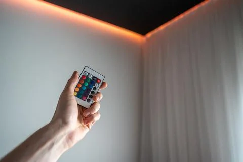 Hand with led lighting remote control Stock Photos