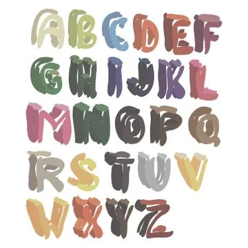 Hand lettered alphabet Stock Illustration