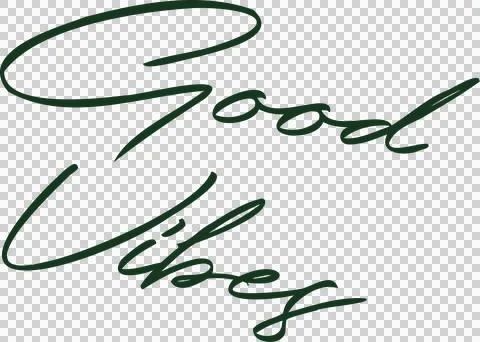 Hand-lettered Good Vibes text is flowing diagonally on transparent canvas, flat Illustrazione stock