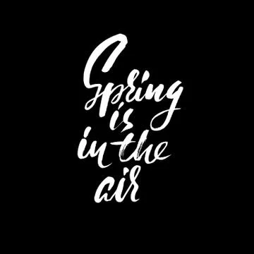 Hand lettered inspirational quote. Spring is in the air. Hand brushed ink Stock Illustration