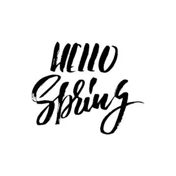 Hand lettered style spring design on a white background. Hello spring hand drawn Illustrazione stock