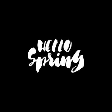 Hand lettered style spring design on a white background. Welcome Spring hand Stock Illustration