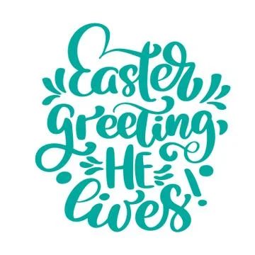 Hand lettering Easter greeting He lives. Biblical background. Sunday. Christian Illustrazione stock