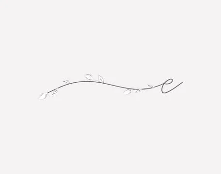 Hand Lettering floral E lowercase monogram and logo Stock Illustration