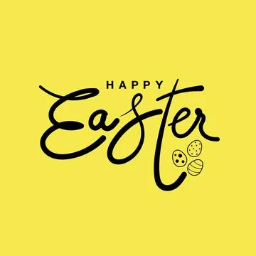 Hand lettering Happy Easter typography background vector with decorative eggs Stock Illustration