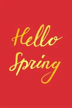 Hand Lettering Hello Spring Stock Illustration