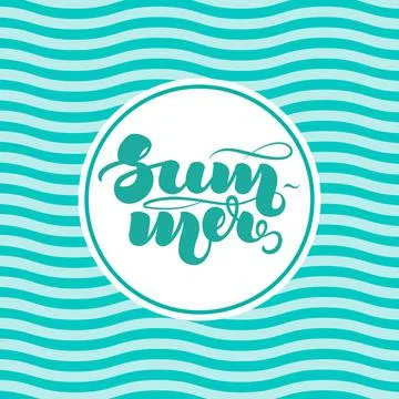 Hand lettering Summer on background with abstract waves for posters, leafle.. Stock Illustration