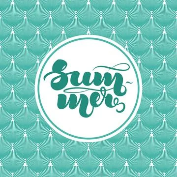 Hand lettering Summer on background with seashells for posters, leaflets, c.. Stock Illustration