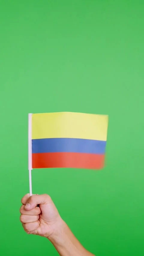 Hand lifting a colombian pennant while waving by the wind Stock Footage 266692509