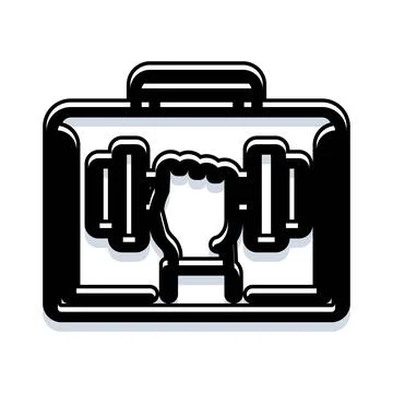 Hand lifting dumbbell in briefcase representing work life balance Stock Illustration
