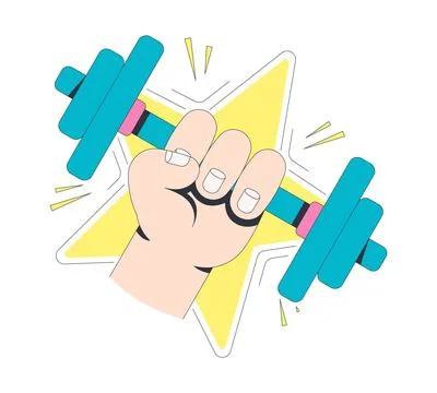 Hand lifting dumbbell for strength training modern onboarding illustration Stock Illustration