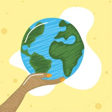 Hand lifting earth planet Stock Illustration