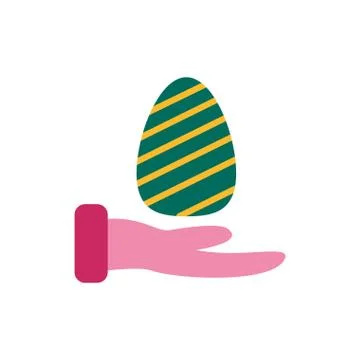 Hand lifting easter egg painted flat style 스톡 일러스트