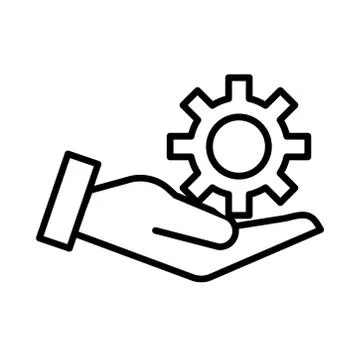 Hand lifting gear machine work line style icon Illustrazione stock