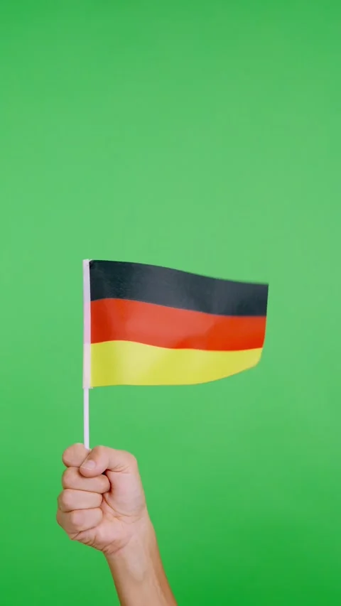 Hand lifting a german pennant while waving by the wind 動画素材 252485487