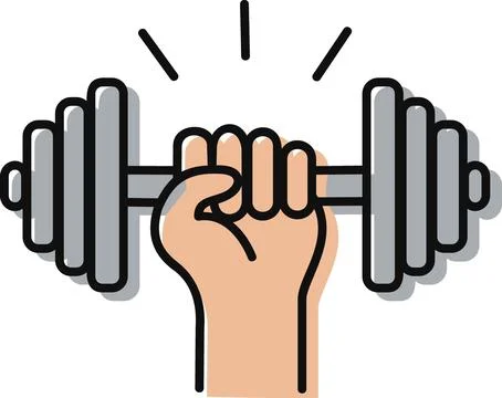 Hand lifting heavy dumbbell for workout Stock Illustration