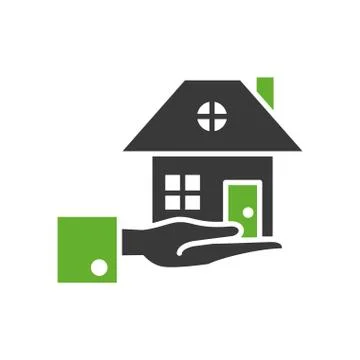 Hand lifting house front facade Stock Illustration