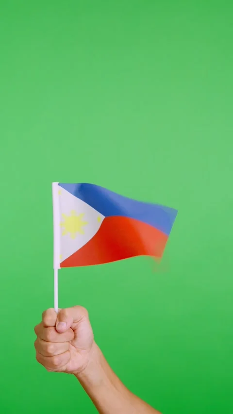 Hand lifting a philippine pennant while waving by the wind Video stock 253874678