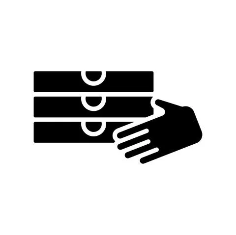 Hand lifting pizza boxes delivery food silhouette style icon Illustrazione stock