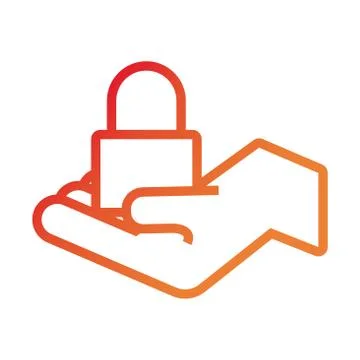 Hand lifting safe padlock data security gradient style イラスト素材