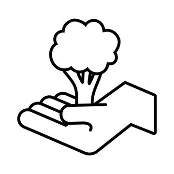 Hand lifting tree solidarity line style Stock Illustration