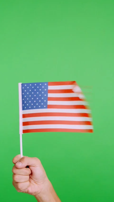 Hand lifting a USA pennant while waving by the wind Vídeos de archivo 252059873