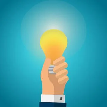 Hand with a light bulb Stock Illustration