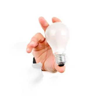 Hand with light bulb Stock Photos