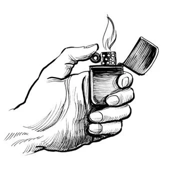 Hand with lighter Stock Illustration
