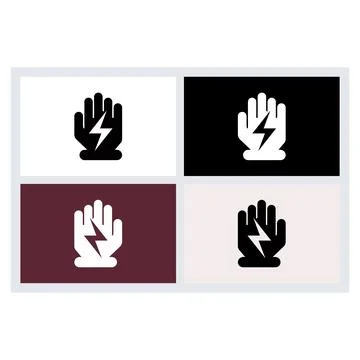 Hand with Lightning Bolt Icon Vector Set Stock Illustration