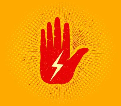 Hand with lightning 库存插图