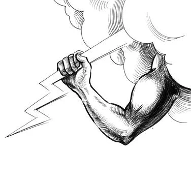 Hand with lightning Illustrazione stock